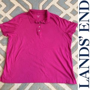 LANDS END Pima ladies polo shirt pink 2X